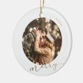 Einfaches Gold Merry Foto Keramik Ornament (Links)