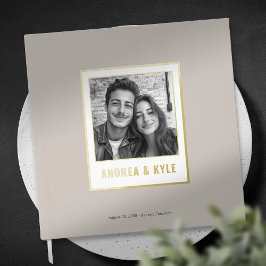 Einfaches Gold Minimalistisch Frame Wedding Foto Gästebuch