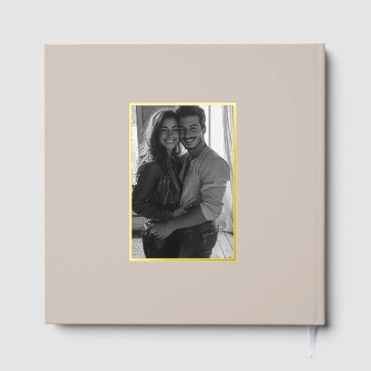Einfaches Gold Minimalistisch Frame Wedding Foto Gästebuch (Rückseite)
