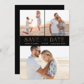 Einfaches Gold-Multiple-Foto Save the Date Einladung (Vorne/Hinten)