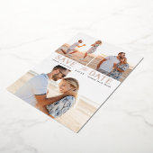 Einfaches Gold-Multiple-Foto Save the Date real Folieneinladung (Gedreht)