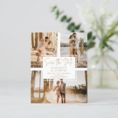 Einfaches Gold Save the Date 3 Foto Budget Hochzei (Stehend Vorderseite)