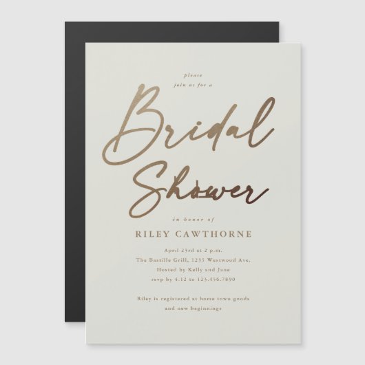 Einfaches Gold Script-Brautparty Magneteinladung (Vorne/Hinten)