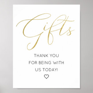 Einfaches Gold Script-Geschenk-Table-Sign Poster