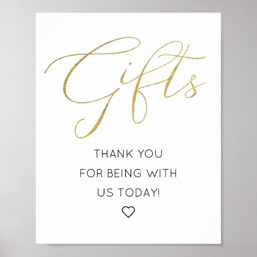 Einfaches Gold Script-Geschenk-Table-Sign Poster (Vorne)