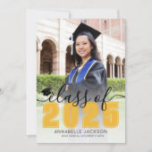 Einfaches Gold Script Graduate Foto Abschluss Ankündigung (Vorderseite)