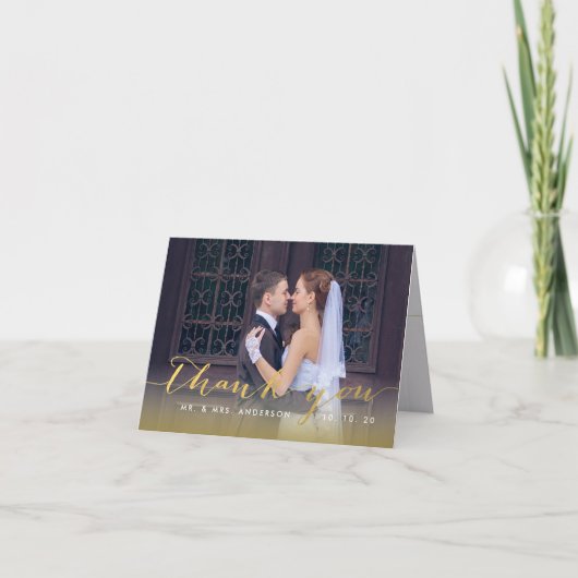 Einfaches Gold-Script | Hochzeitsdanken: Faltkarte Dankeskarte (Vorderseite)