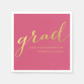 Einfaches Gold-Script in Rosa | Abschluss Napkins Serviette (Vorderseite)