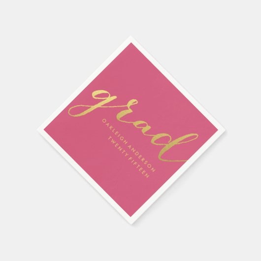 Einfaches Gold-Script in Rosa | Abschluss Napkins Serviette (Ecke)