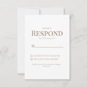 Einfaches Gold Text White Wedding RSVP Karte (Vorderseite)