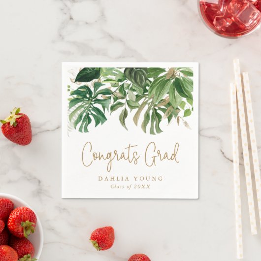 Einfaches Gold Tropical Modern Abschluss Serviette (Beispiel)