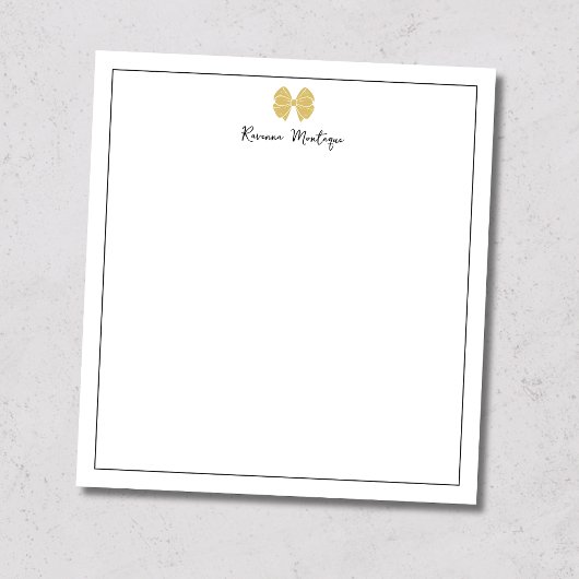 Einfaches Goldbogen-Rand-Script-Schriftzug Notizblock