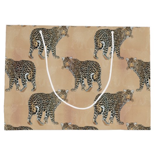 Einfaches Golden Leopard Tiermuster Große Geschenktüte (Rückseite)