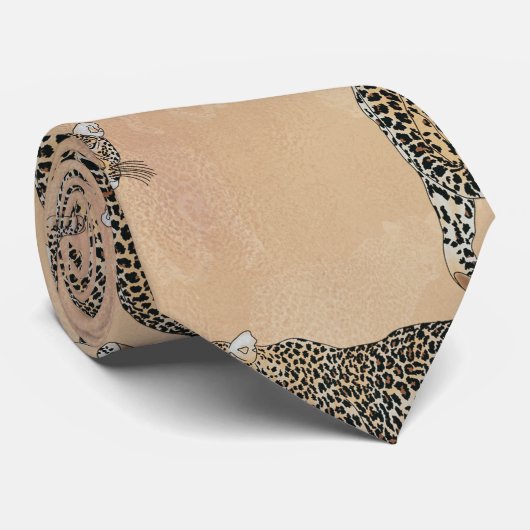 Einfaches Golden Leopard Tiermuster Krawatte (Gerollt)