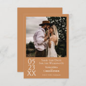 Einfaches Golden Tan Modernes Minimales Foto Hochz Save The Date (Vorne/Hinten)