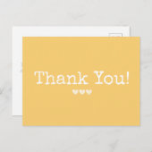 Einfaches goldenes Gelb mit Herzen Vielen Dank Postkarte (Vorne/Hinten)