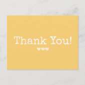 Einfaches goldenes Gelb mit Herzen Vielen Dank Postkarte (Vorderseite)