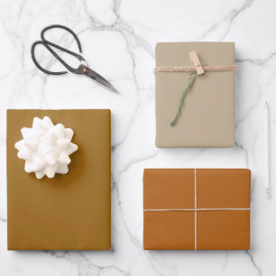 Einfaches Goldenes Khaki Hellbraun Schattierungen Geschenkpapier Set