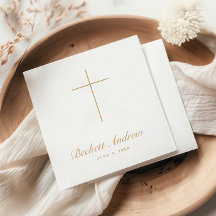 Einfaches goldenes Kreuz-Schrift-Taufgeschenk