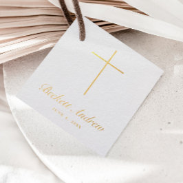 Einfaches goldenes Kreuzschrift-Taufgeschenk Geschenkanhänger
