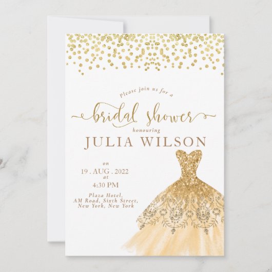 Einfaches goldfarbenes Glitzer-Brautparty Einladung (Vorderseite)