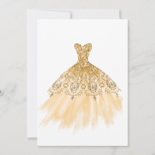 Einfaches goldfarbenes Glitzer-Brautparty Einladung (Rückseite)