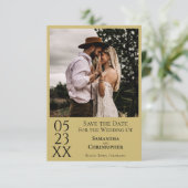 Einfaches goldgelbes, modernes Minimales Foto Hoch Save The Date (Stehend Vorderseite)