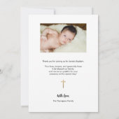 Einfaches Goldkreuz Custom Fotos Gesegnete Taufe Dankeskarte (Rückseite)
