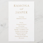 Einfaches Goldkühnes Hochzeitsprogramm (Vorne)