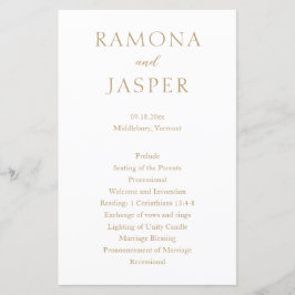 Einfaches Goldkühnes Hochzeitsprogramm