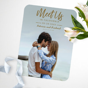 Einfaches Goldschrift-Treffen Sie uns im Save The  Magnet