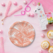 Einfaches Goldtropische korallenrote schicke Palme Pappteller (Party)