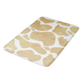 Einfaches goldweißes großes Kuhmuster Tiermuster Badematte (Schrägansicht)