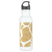 Einfaches goldweißes großes Kuhmuster Tiermuster Edelstahlflasche (Vorderseite)