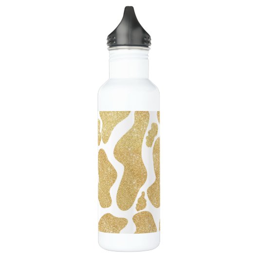 Einfaches goldweißes großes Kuhmuster Tiermuster Edelstahlflasche (Links)