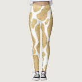 Einfaches goldweißes großes Kuhmuster Tiermuster Leggings (Vorderseite)