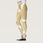 Einfaches goldweißes großes Kuhmuster Tiermuster Leggings (Links)