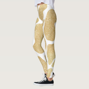 Einfaches goldweißes großes Kuhmuster Tiermuster Leggings