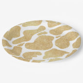 Einfaches goldweißes großes Kuhmuster Tiermuster Pappteller (Schrägansicht)