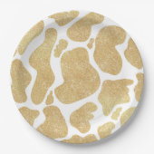 Einfaches goldweißes großes Kuhmuster Tiermuster Pappteller (Vorderseite)