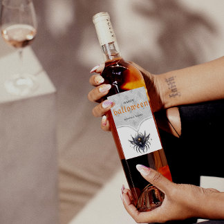 Einfaches gotisches Halloween-Party Weinetikett