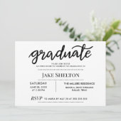Einfaches Graduate Script Open House Abschluss Einladung (Stehend Vorderseite)