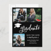 Einfaches Graduate Script-Save the Date-Foto | Sch Ankündigungspostkarte (Vorne/Hinten)