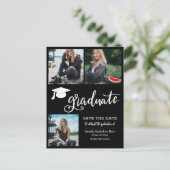 Einfaches Graduate Script-Save the Date-Foto | Sch Ankündigungspostkarte (Stehend Vorderseite)