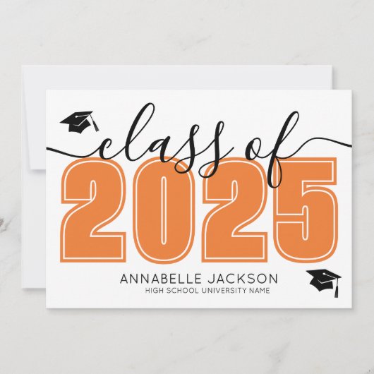 Einfaches Graduiertenfoto Collage Orange Abschluss Ankündigung (Vorderseite)
