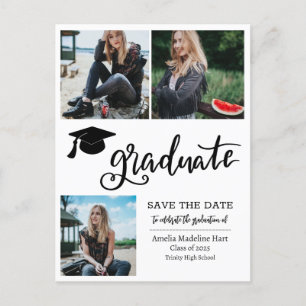 Einfaches Graduiertenskript Save the Date FotoColl Ankündigungspostkarte