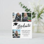 Einfaches Graduiertenskript Save the Date FotoColl Ankündigungspostkarte (Stehend Vorderseite)