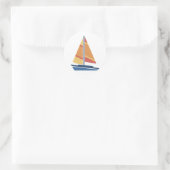 Einfaches grafisches Sailboat Runder Aufkleber (Tasche)