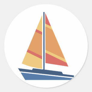 Einfaches grafisches Segelboot Runder Aufkleber