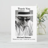 Einfaches Grandpa Beerdigung Foto Dankeschön Karte (Stehend Vorderseite)